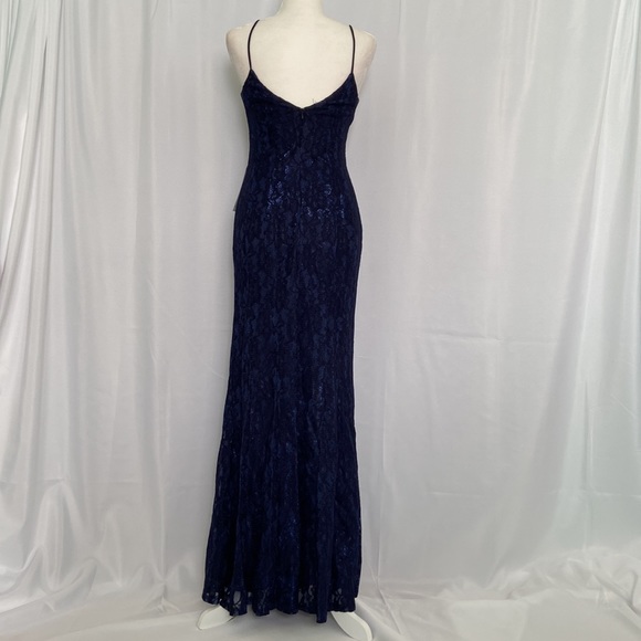 JUMP Metallic Lace Spaghetti Strap Gown Dress - Picture 3 of 11